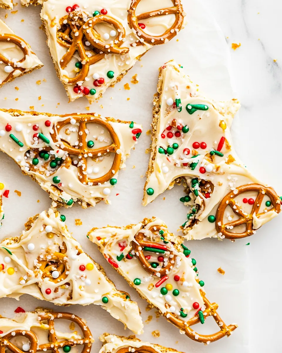 Fudgy Eggnog Pretzel Bark