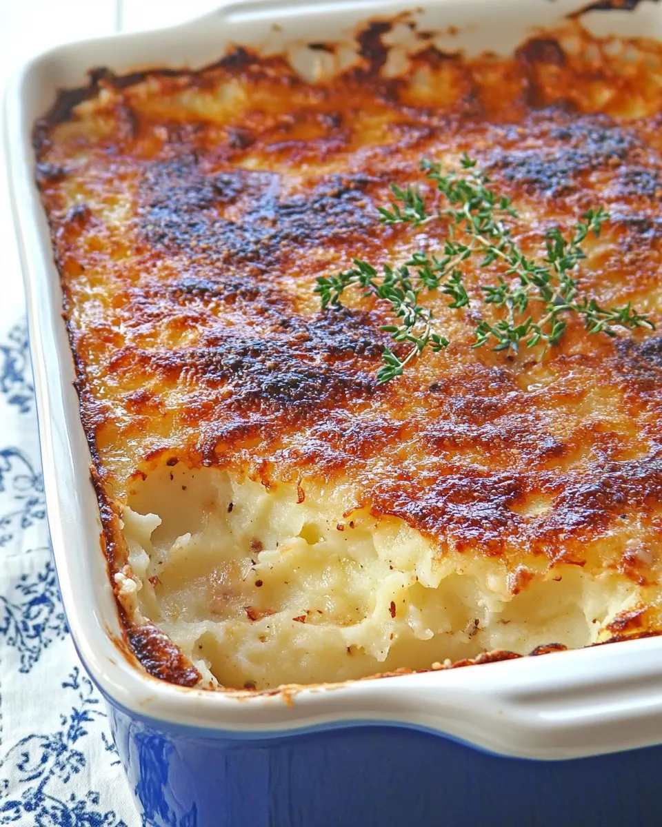 Garlic Parmesan Mashed Potato Casserole