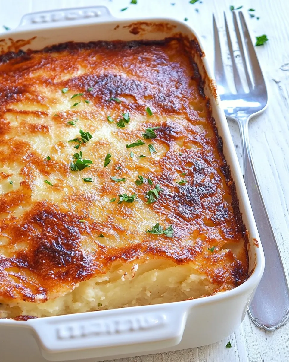 Garlic Parmesan Mashed Potato Casserole