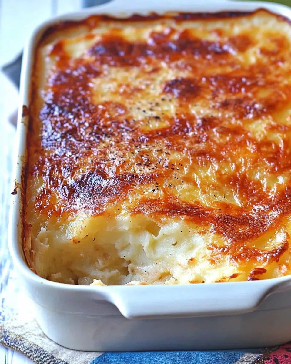Garlic Parmesan Mashed Potato Casserole