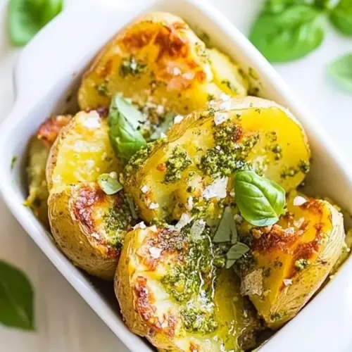 Garlic Pesto Smashed Potatoes