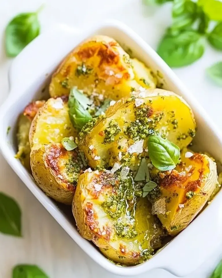 Garlic Pesto Smashed Potatoes