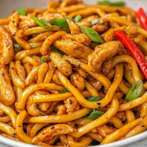 Ginger Chicken Udon Noodles