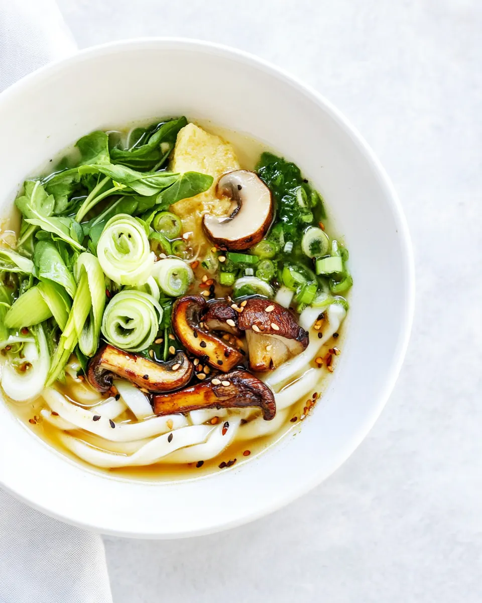 Ginger Miso Udon Noodle Soup with Roasted Mushrooms