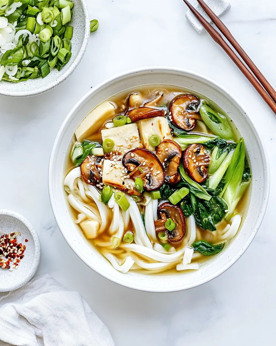 Ginger Miso Udon Noodle Soup with Roasted Mushrooms