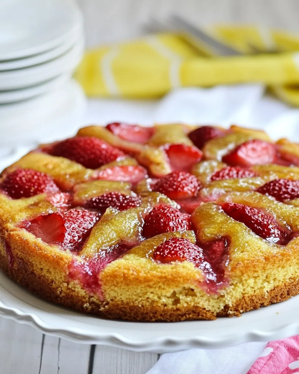 Gluten Free Strawberry Rhubarb Upside Down Cake