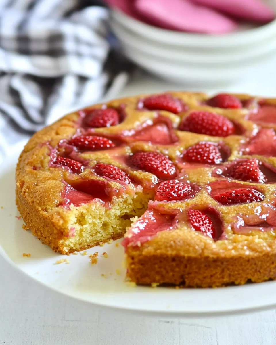 Gluten Free Strawberry Rhubarb Upside Down Cake