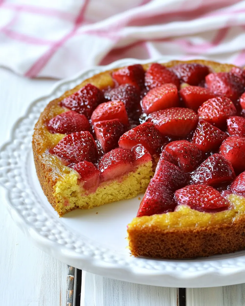 Gluten Free Strawberry Rhubarb Upside Down Cake