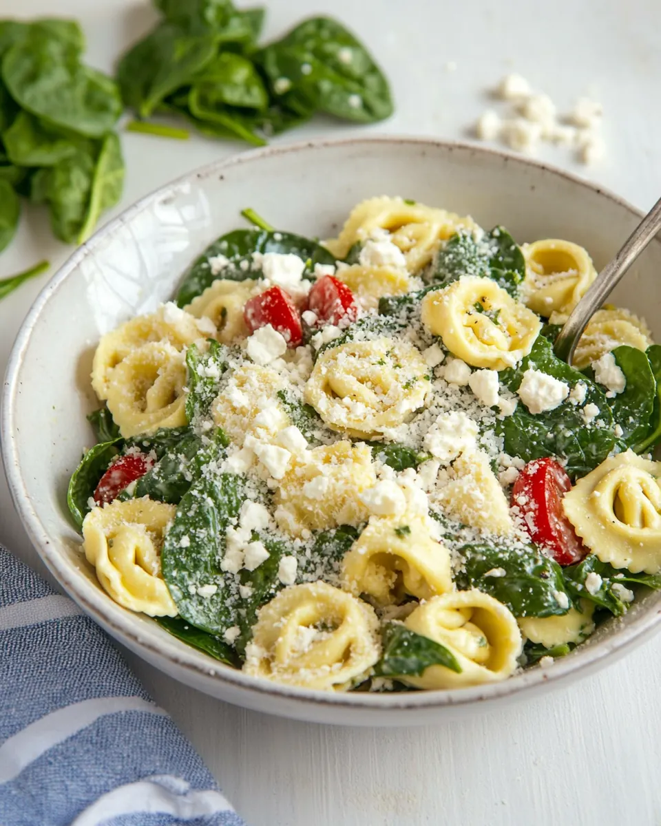Greek Spinach Tortellini Salad