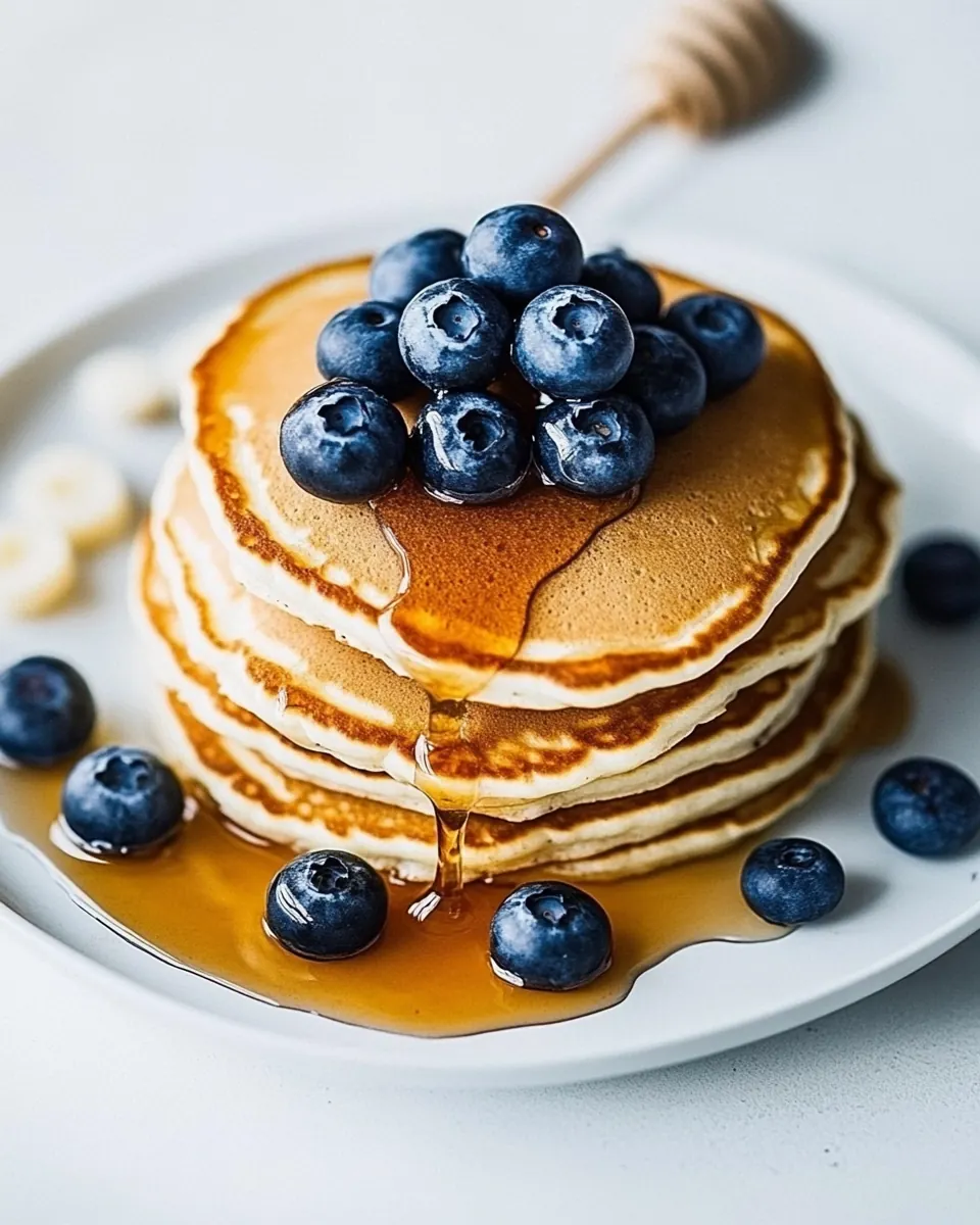 Greek Yogurt Pancakes with Blueberries Honey