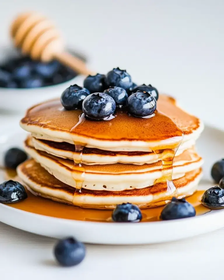 Greek Yogurt Pancakes with Blueberries Honey
