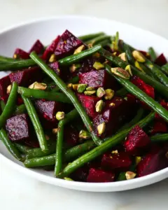 Green Bean Beet and Pistachio Salad