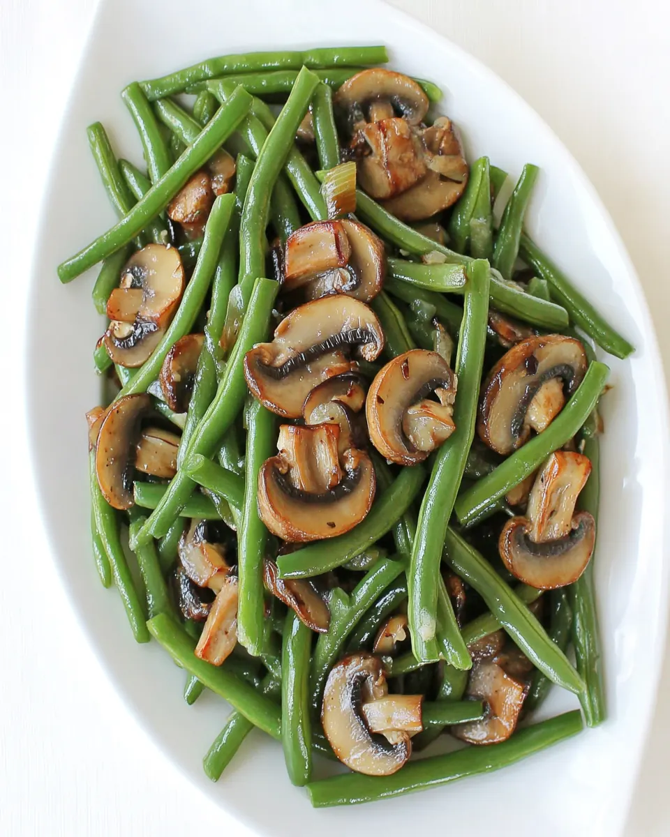 Green Beans with Mushrooms and Shallots