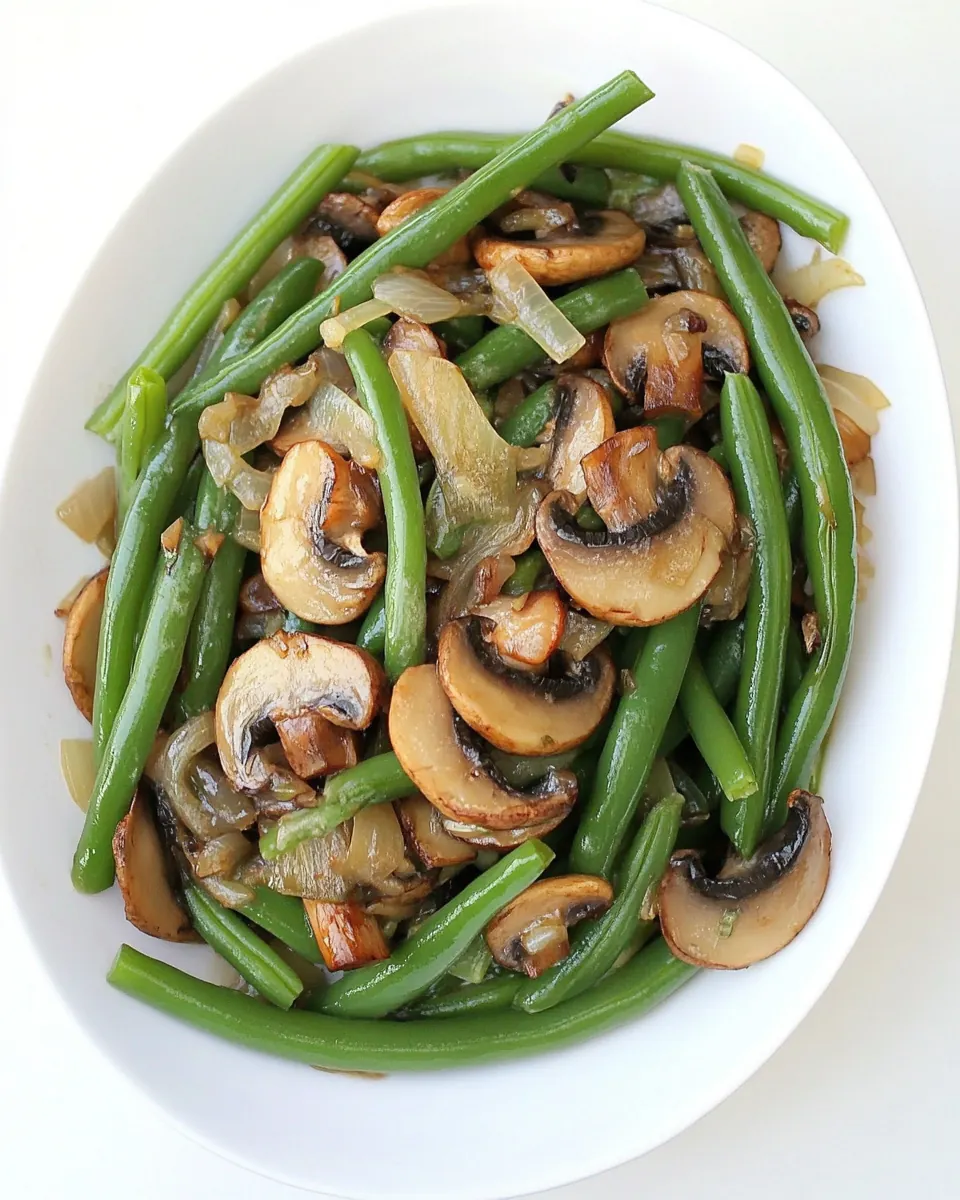 Green Beans with Mushrooms and Shallots