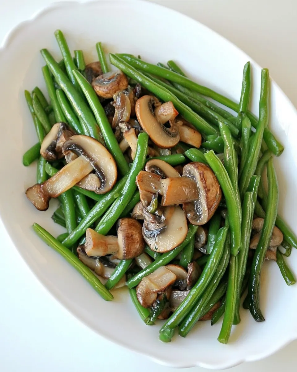 Green Beans with Mushrooms and Shallots