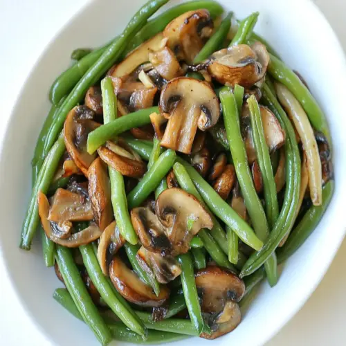 Green Beans with Mushrooms and Shallots