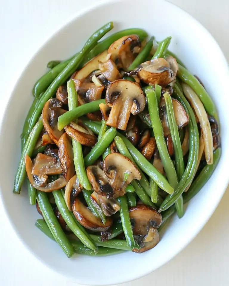 Green Beans with Mushrooms and Shallots