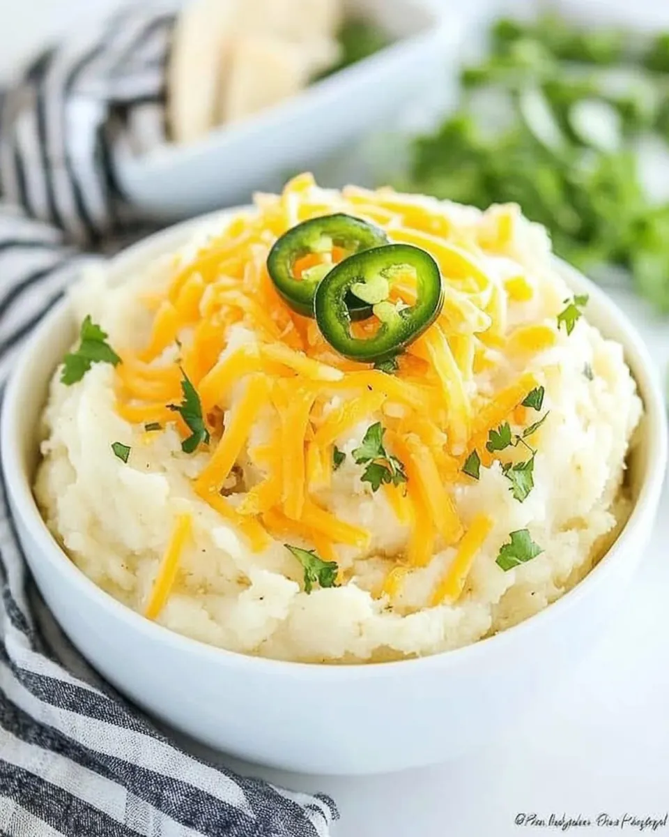 Green Chile Cheddar Mashed Potatoes