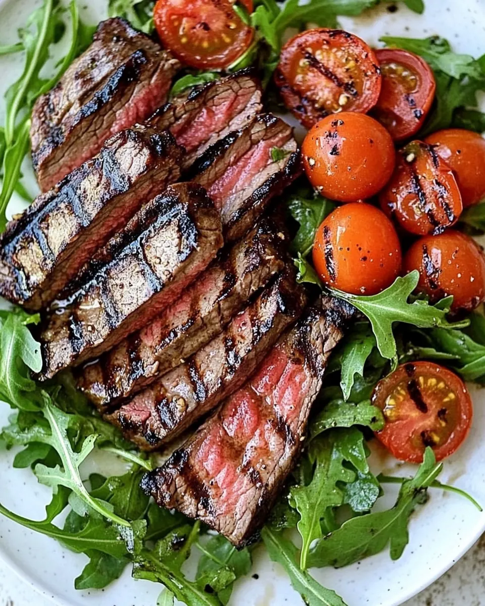 Grilled Balsamic Steak with Tomatoes and Arugula