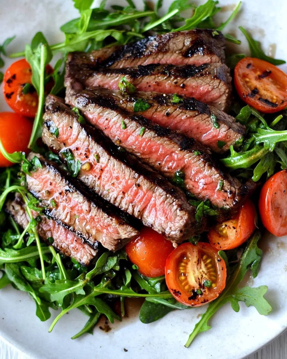 Grilled Balsamic Steak with Tomatoes and Arugula