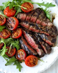 Grilled Balsamic Steak with Tomatoes and Arugula