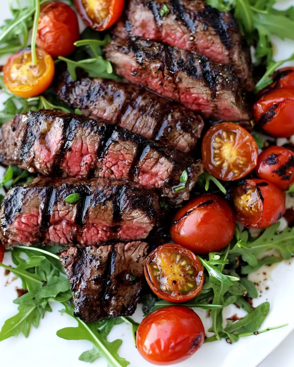 Grilled Balsamic Steak with Tomatoes and Arugula