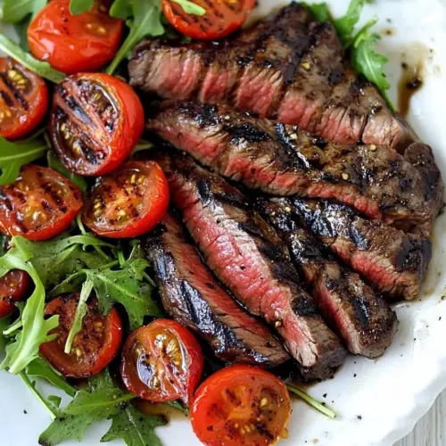 Grilled Balsamic Steak with Tomatoes and Arugula