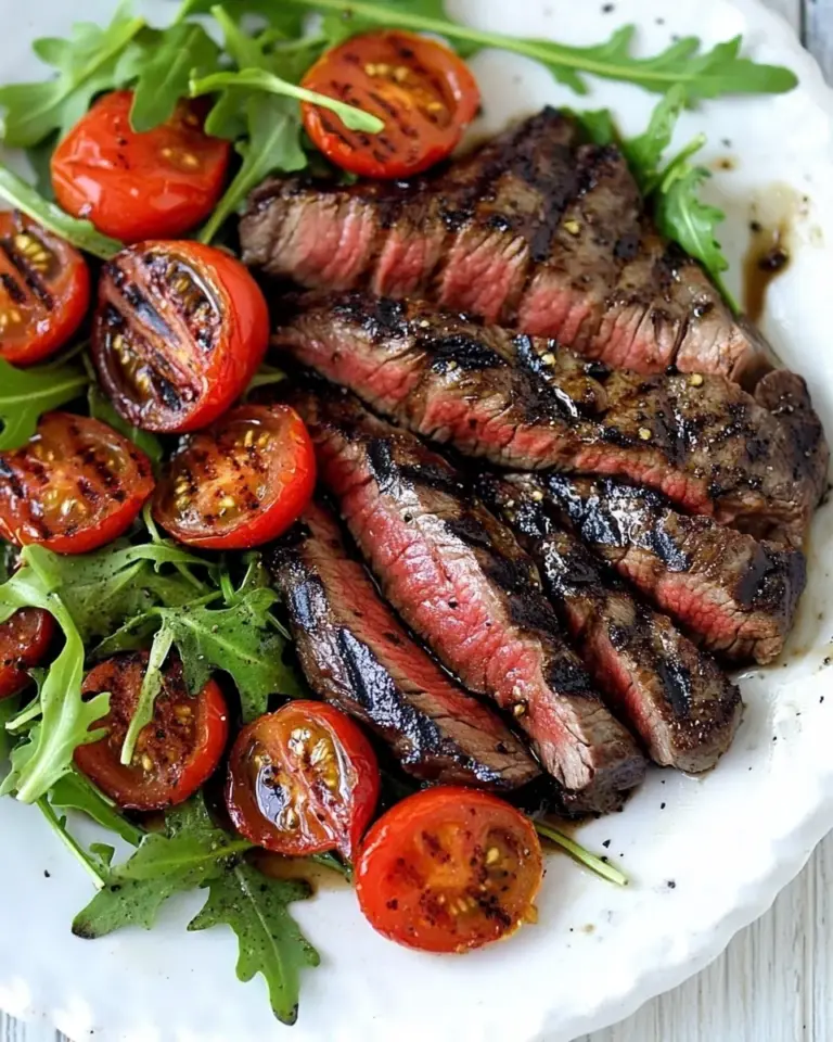 Grilled Balsamic Steak with Tomatoes and Arugula
