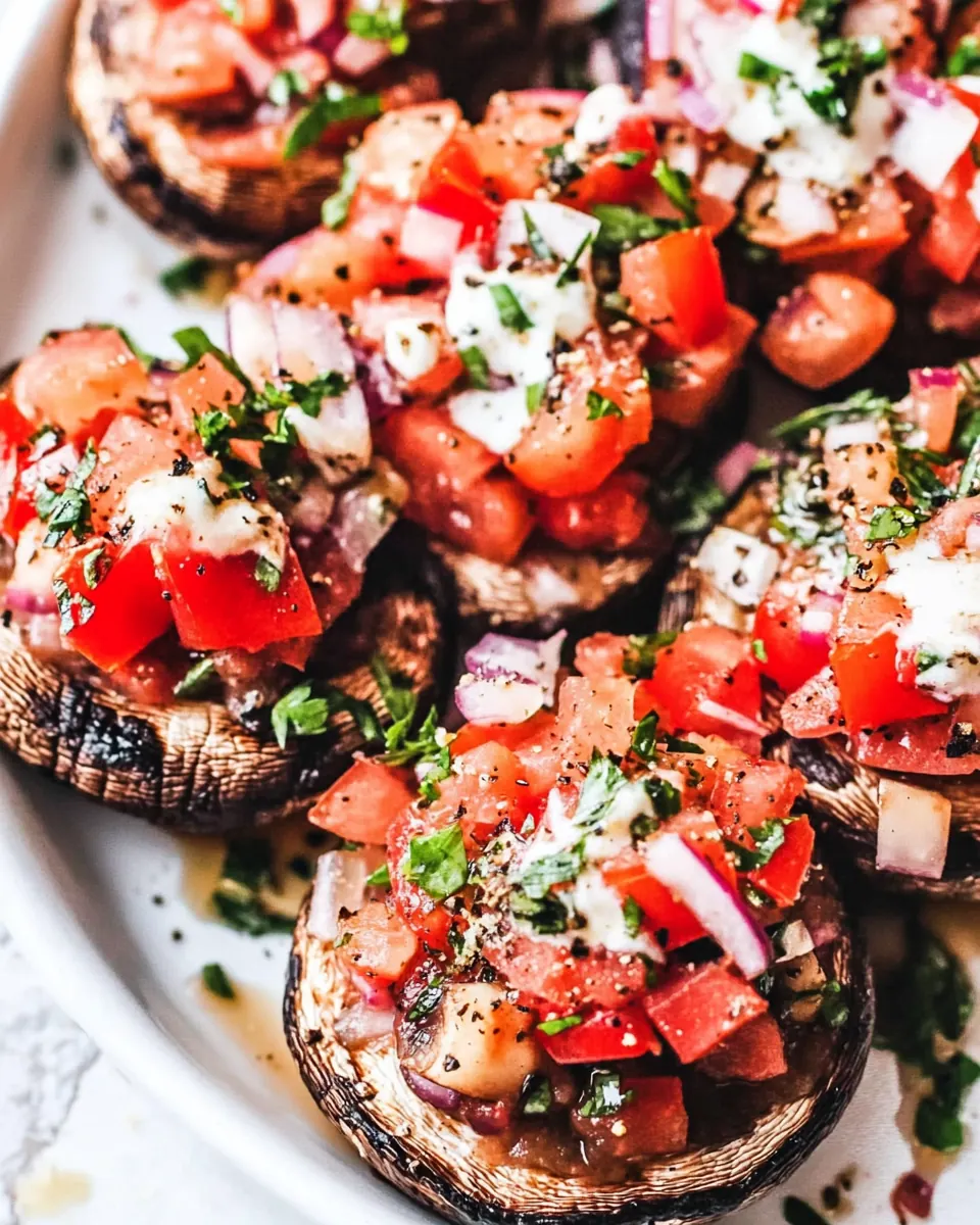 Grilled Bruschetta Portobello Mushrooms