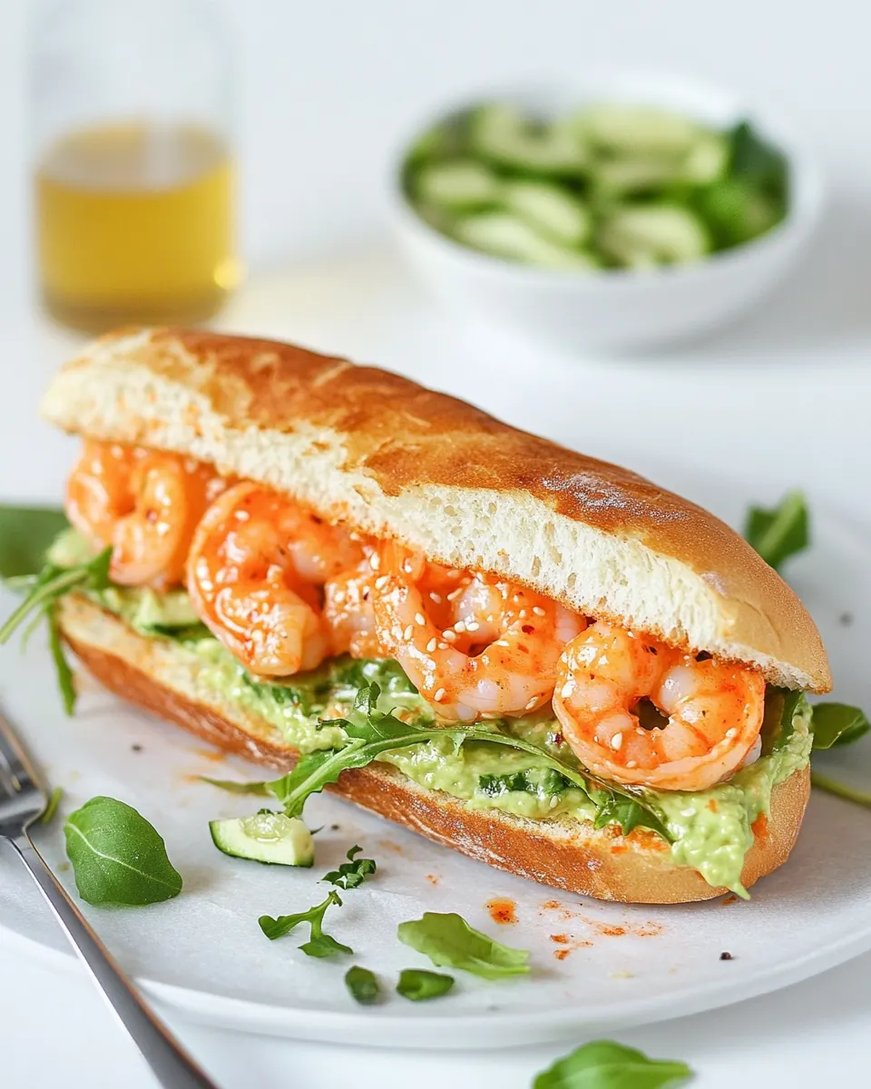 Grilled Buffalo Shrimp Sandwich with Spicy Avocado Ranch Dressing