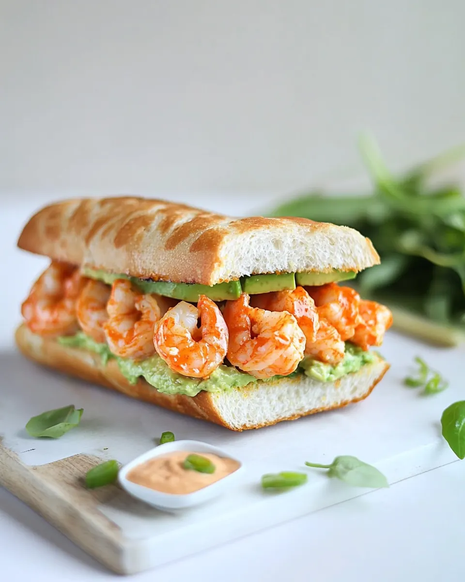 Grilled Buffalo Shrimp Sandwich with Spicy Avocado Ranch Dressing