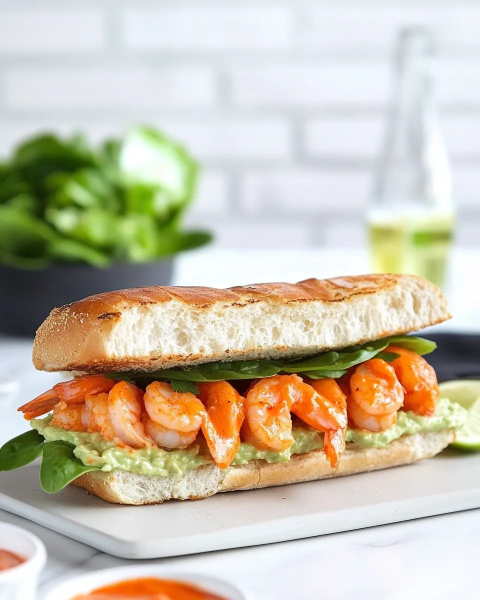 Grilled Buffalo Shrimp Sandwich with Spicy Avocado Ranch Dressing