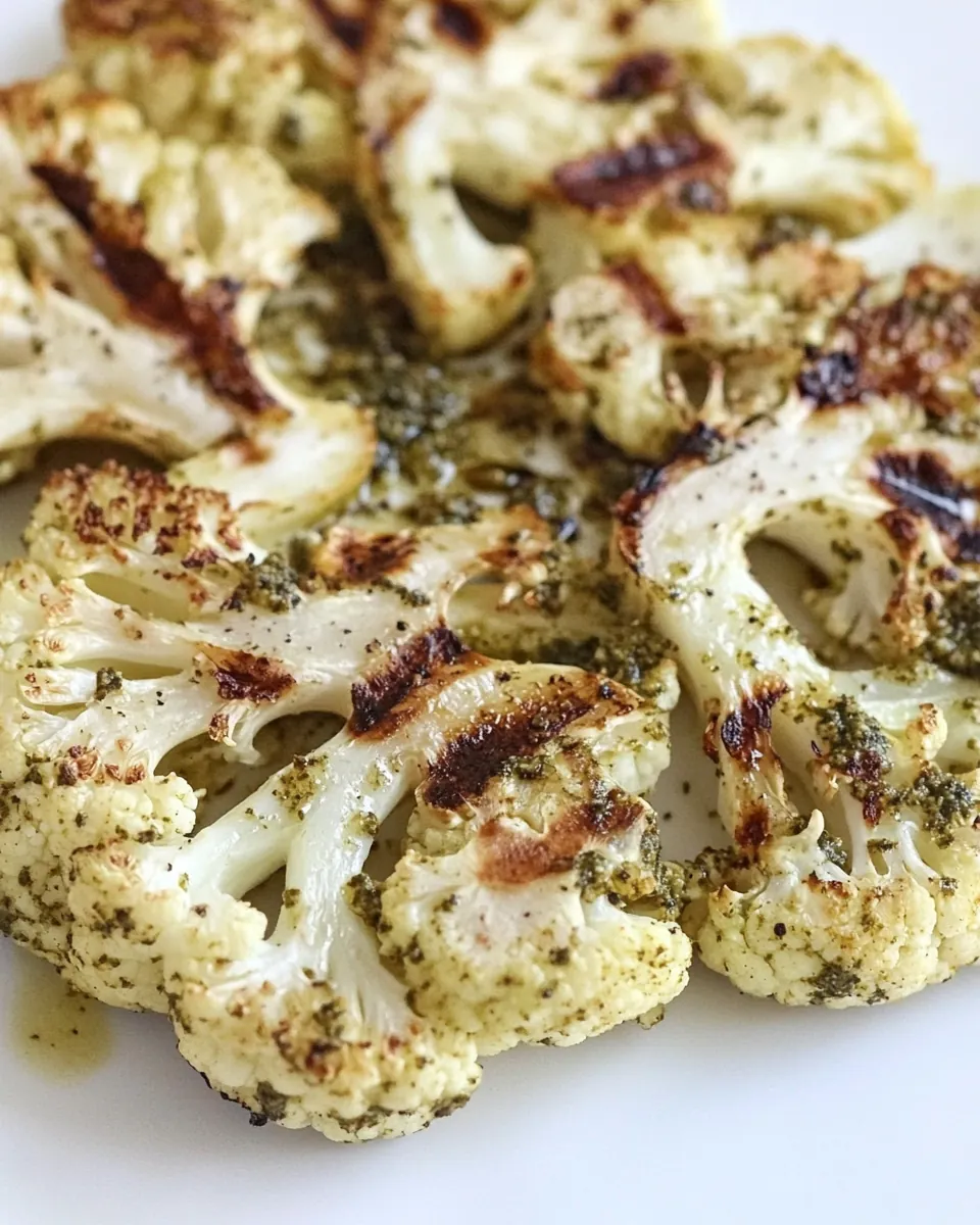 Grilled Cauliflower Steaks with Pesto