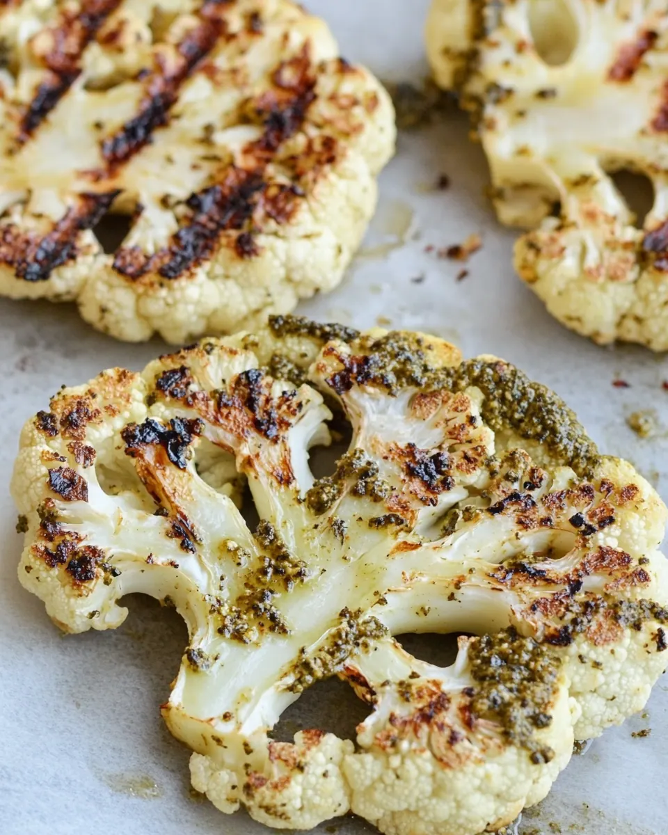 Grilled Cauliflower Steaks with Pesto