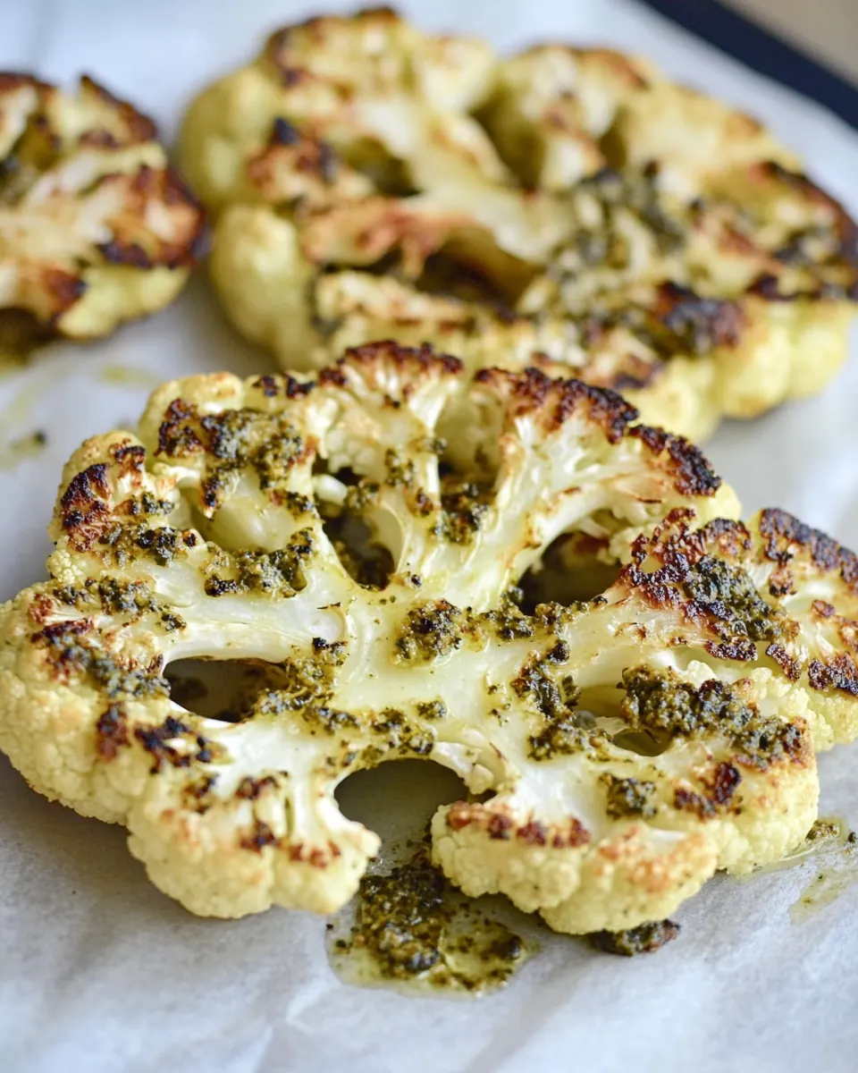 Grilled Cauliflower Steaks with Pesto