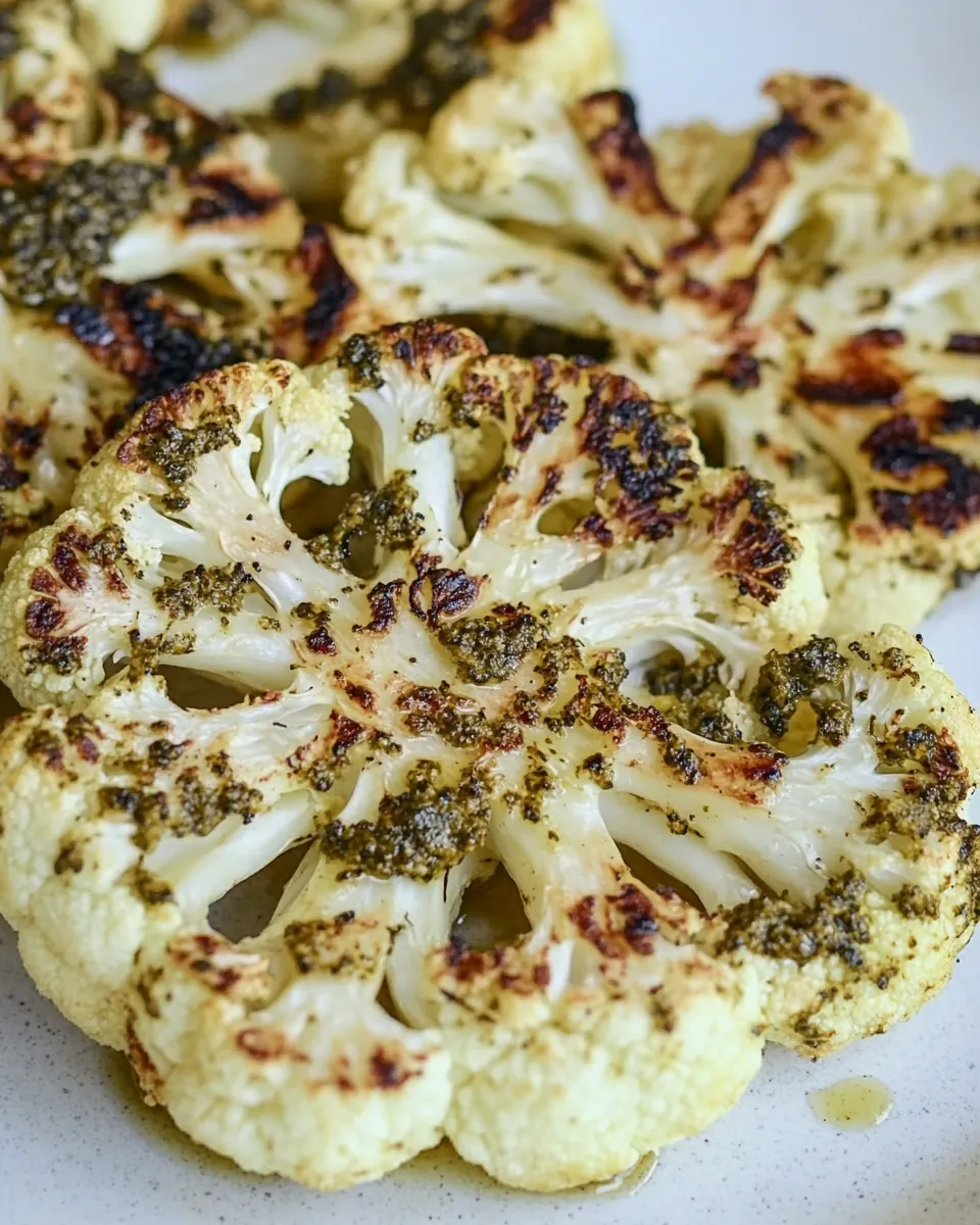 Grilled Cauliflower Steaks with Pesto