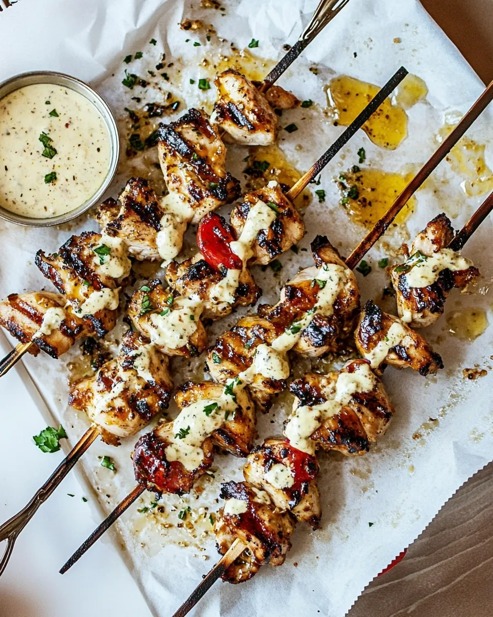 Grilled Chicken Skewers with Alabama White Sauce