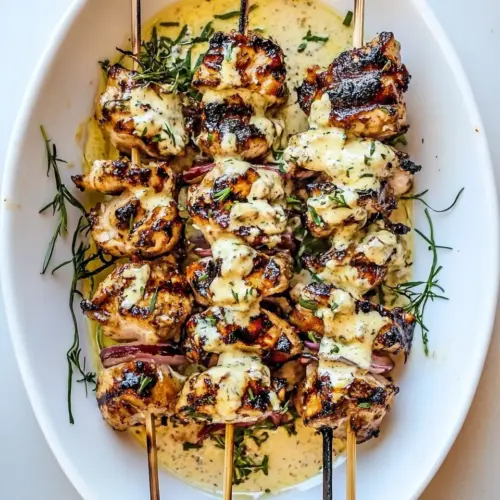 Grilled Chicken Skewers with Alabama White Sauce