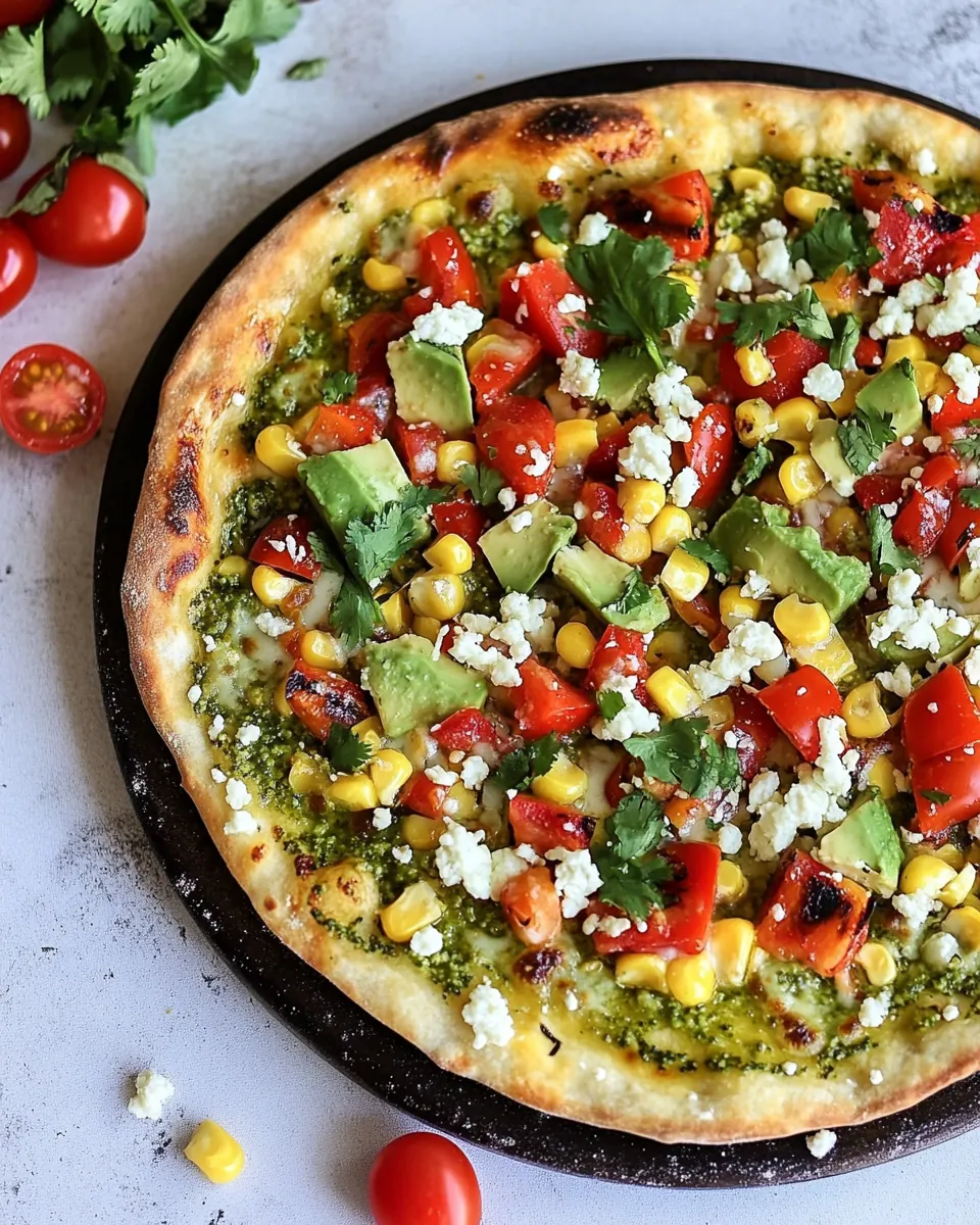 Grilled Corn and Chipotle Pesto Pizza with Queso Fresco