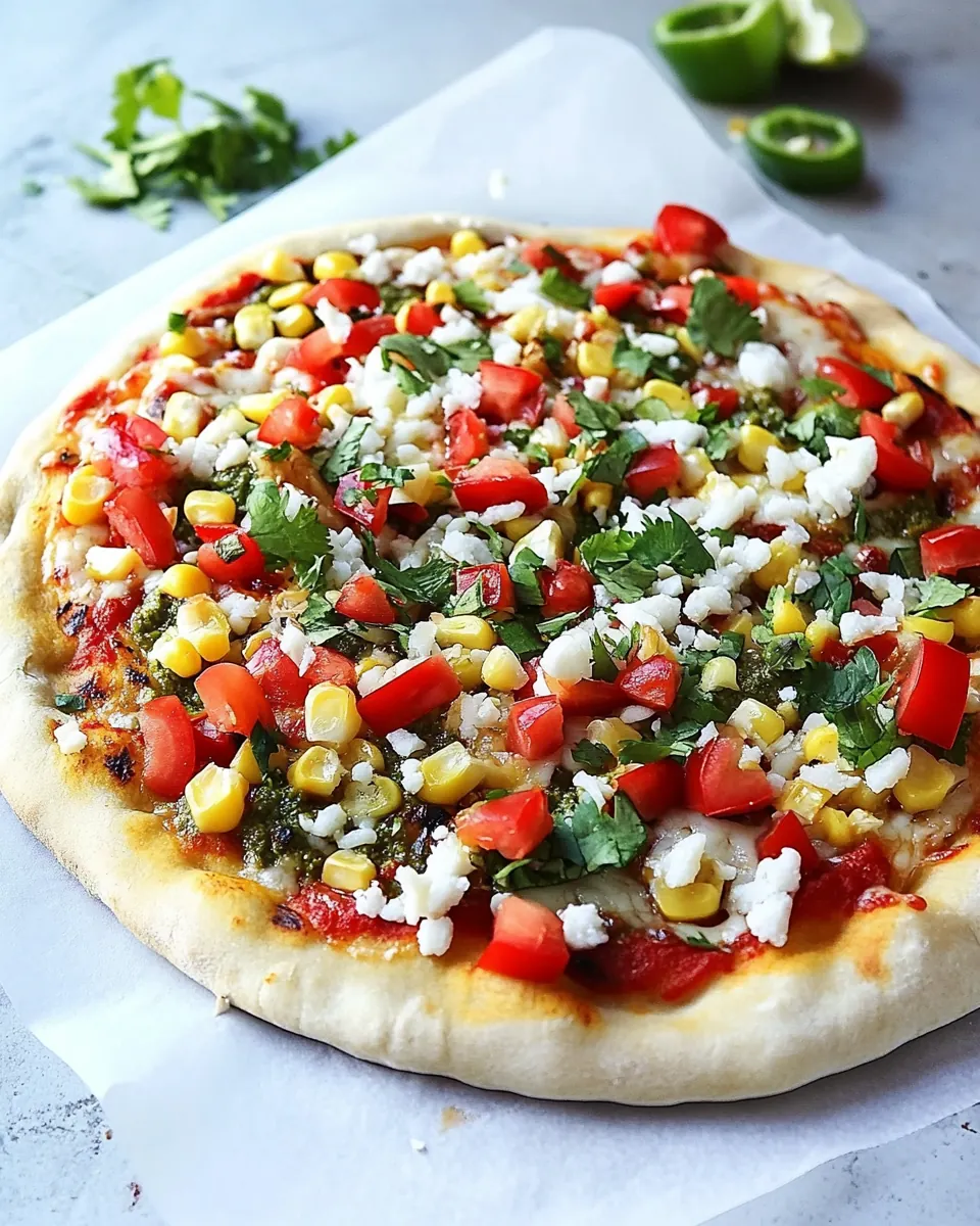 Grilled Corn and Chipotle Pesto Pizza with Queso Fresco
