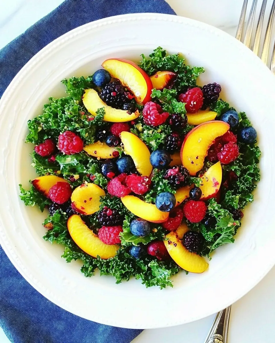 Grilled Kale Salad with Berries Nectarines
