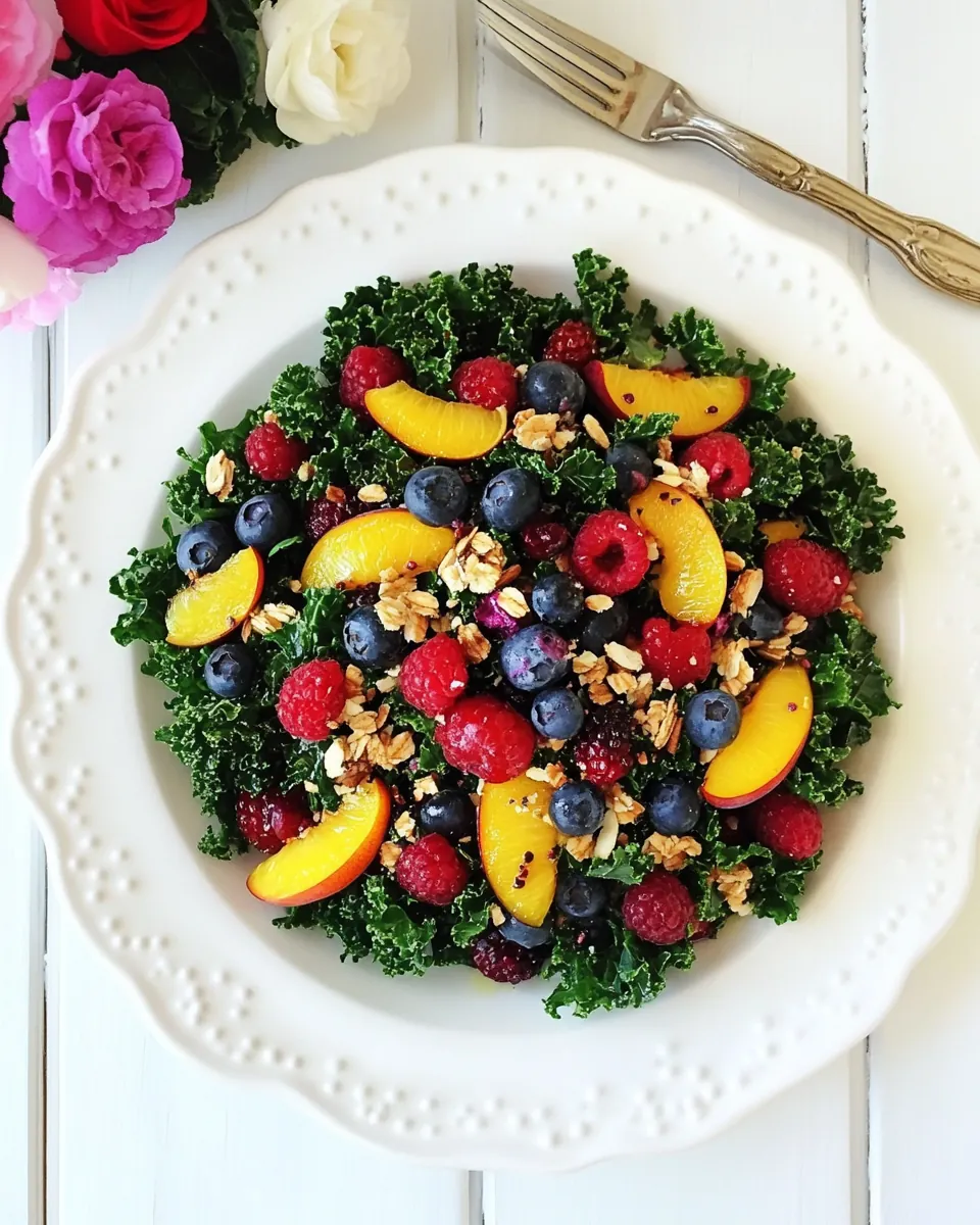 Grilled Kale Salad with Berries Nectarines