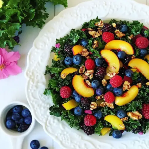 Grilled Kale Salad with Berries Nectarines