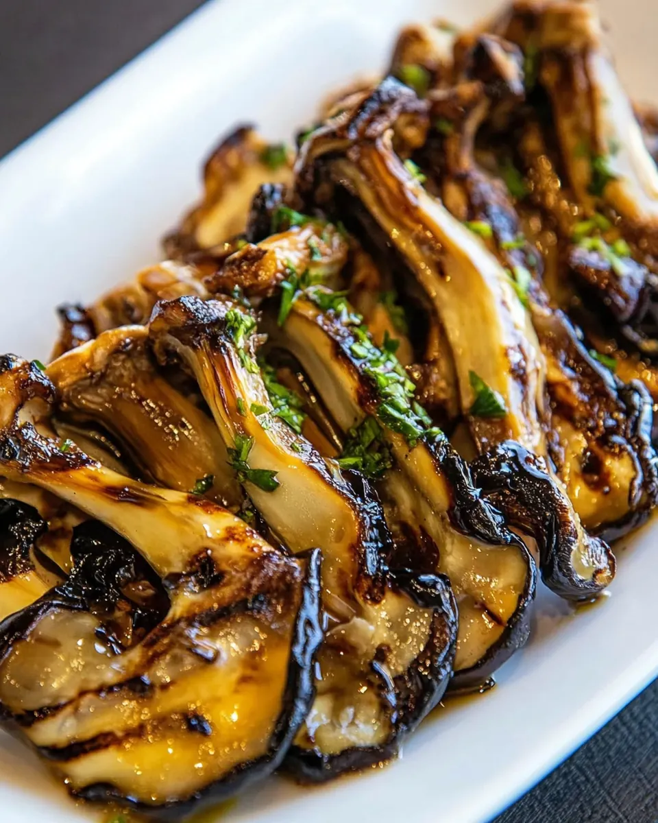 Grilled Maitake Mushrooms with Garlic Sauce