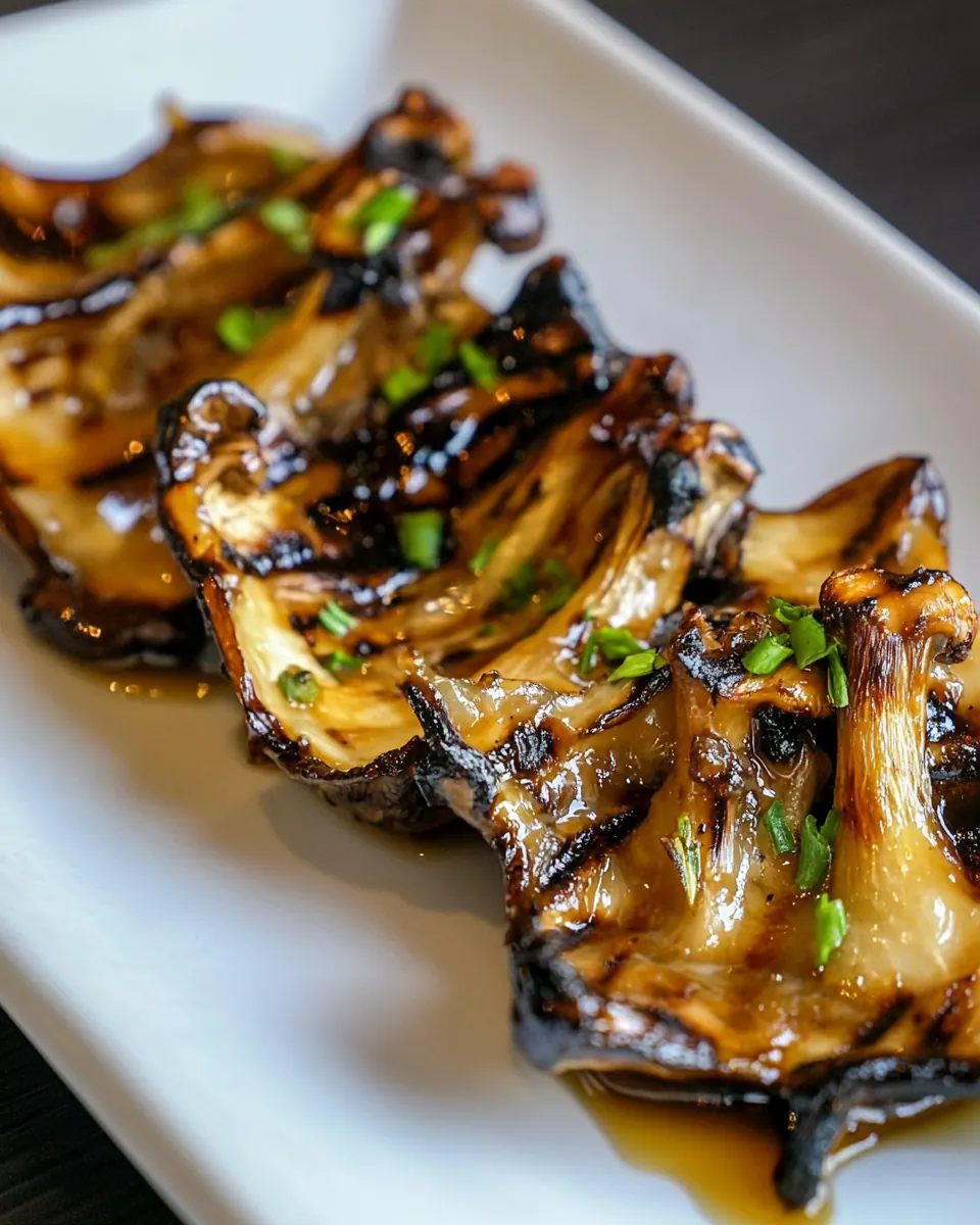 Grilled Maitake Mushrooms with Garlic Sauce
