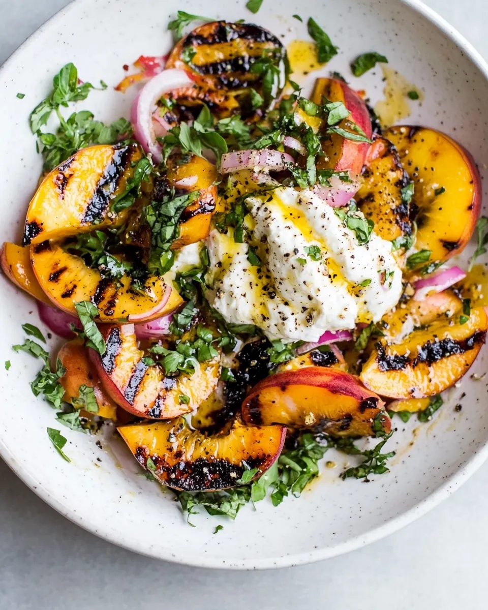 Grilled Peach Burrata Salad