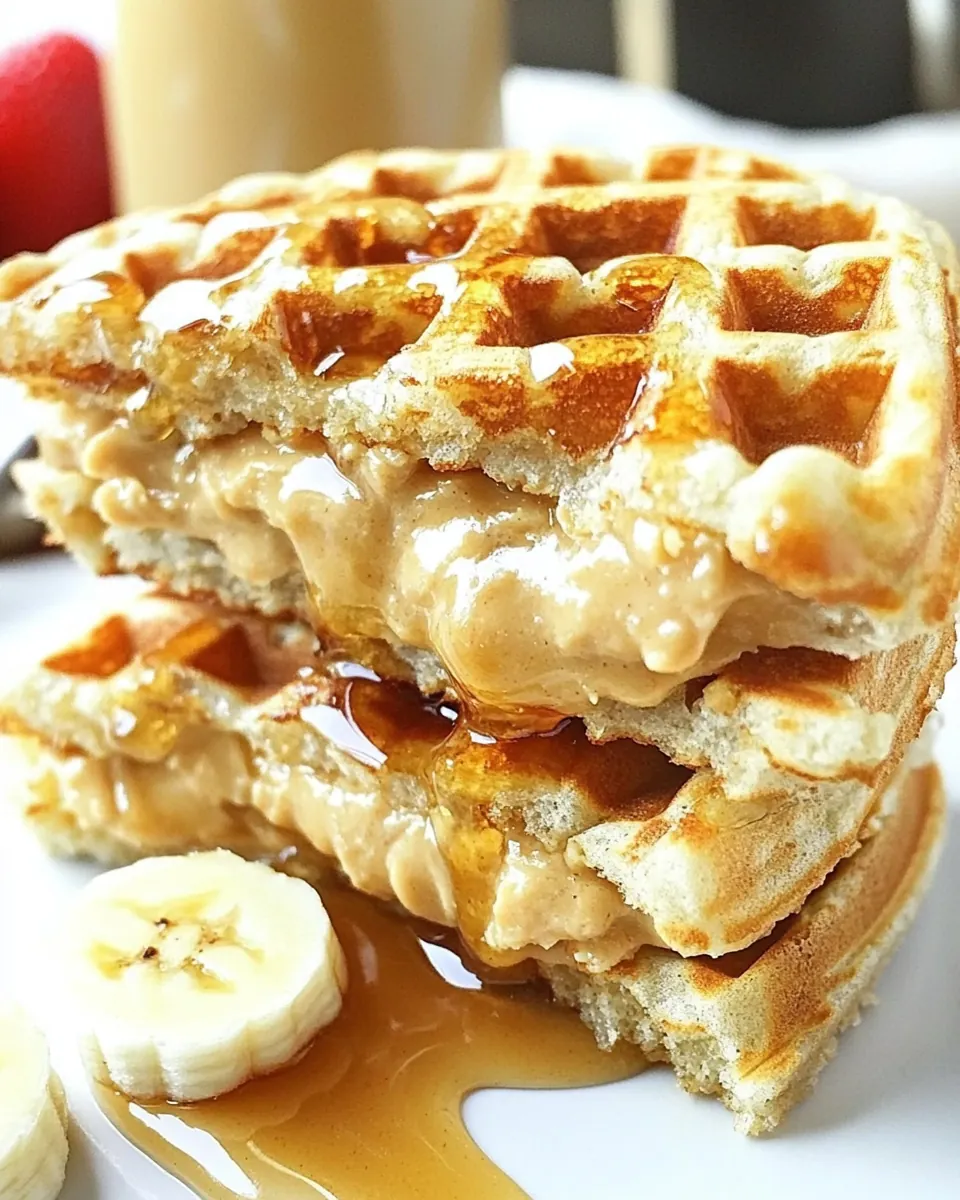 Grilled Peanut Butter Honey Banana Waffle Sandwiches