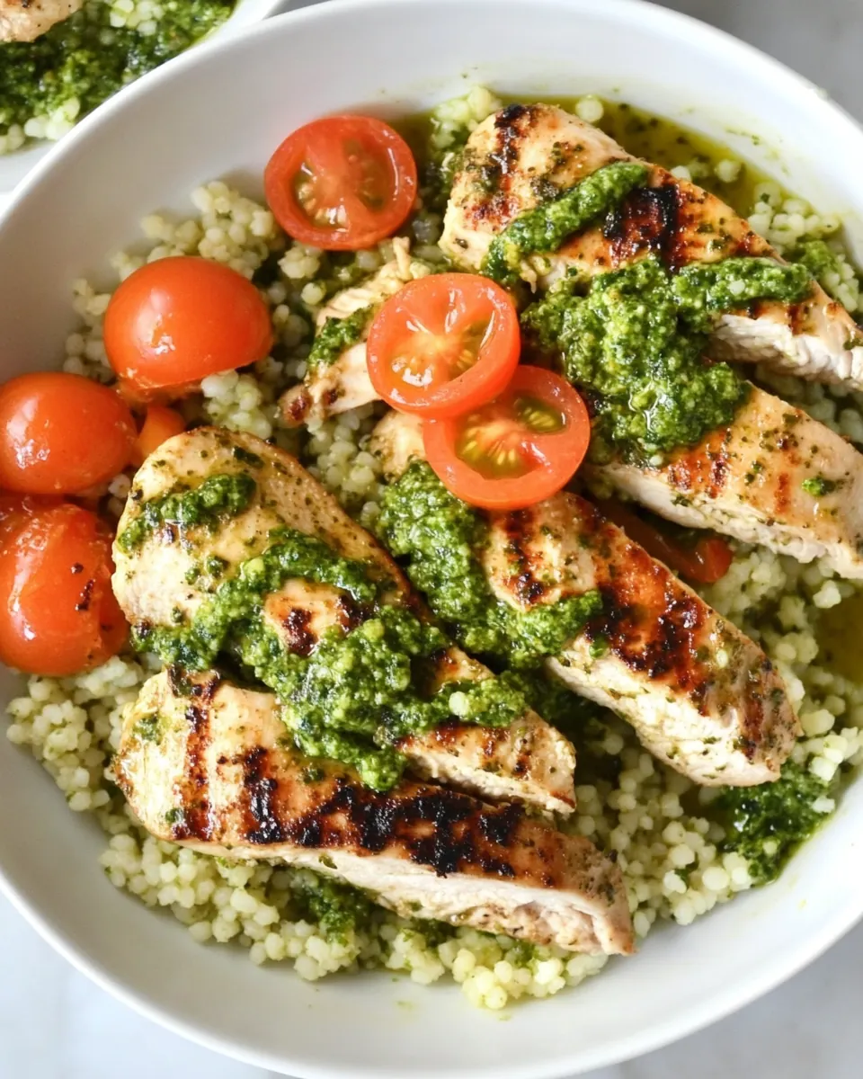 Grilled Pesto Chicken Couscous Bowls
