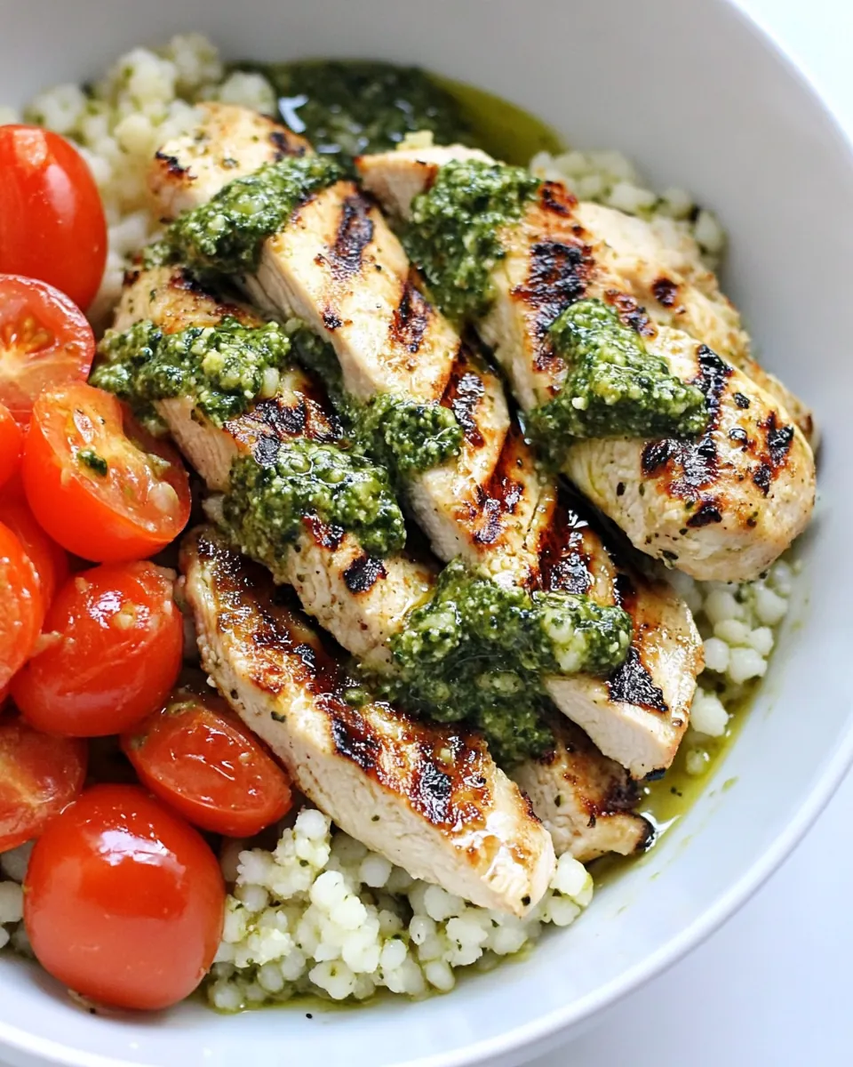 Grilled Pesto Chicken Couscous Bowls