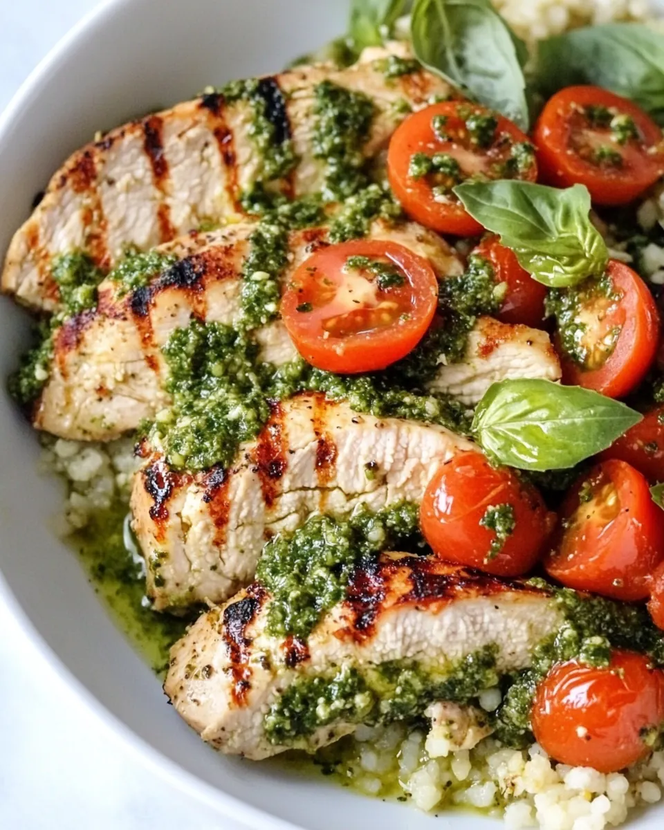 Grilled Pesto Chicken Couscous Bowls